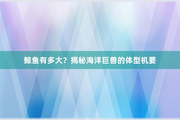 鲸鱼有多大？揭秘海洋巨兽的体型机要